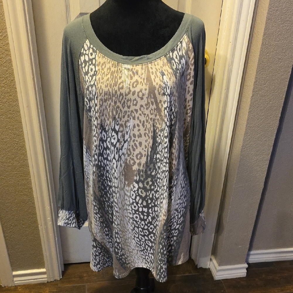 Celeste Green and Cream Tunic Top
